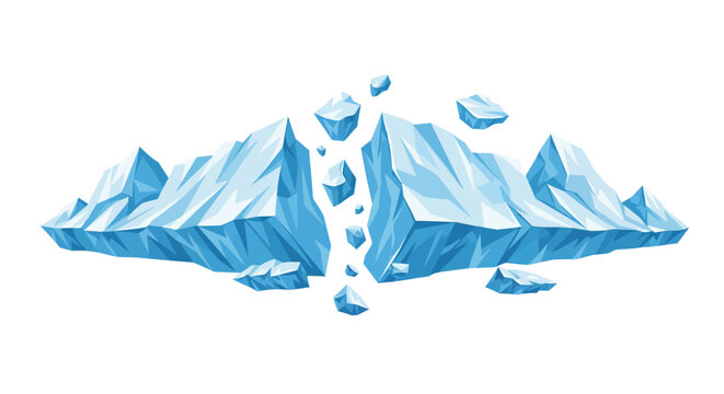 Broken Iceberg Mass Vector Illustration Isolated on White Background