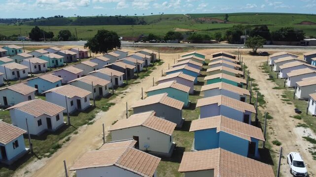 medeiros neto, bahia, brazil - march 19, 2026: View of low-income housing under construction as part of the Federal Government's Minha Casa, Minha Vida - My House, My Life program in the state of Bahi