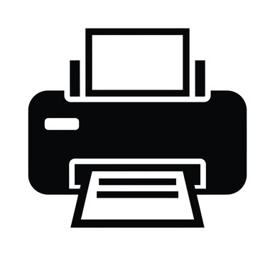 Vector icon of a printer with paper being ejected