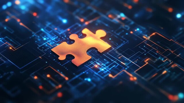 Abstract digital jigsaw puzzle element representing problem solving