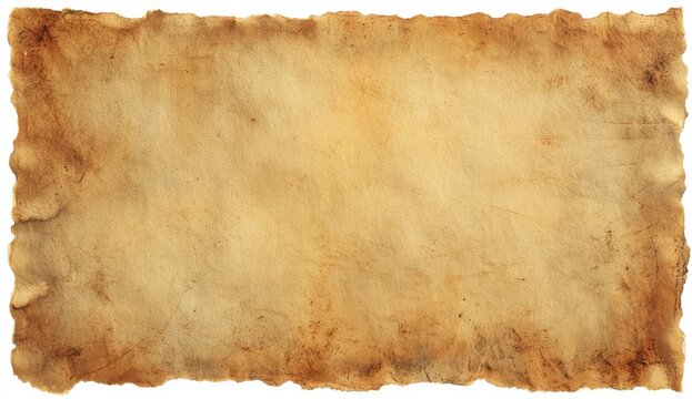 Aged Parchment Paper Texture with Rough Edges and Stains.