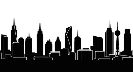 Fototapeta premium Modern City Skyline Silhouette