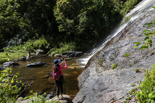 Waterfall in the eastern part of Waraira Repano National Park in Guatire. Hiking in Latin America and the Caribbean. Exploring Venezuela
