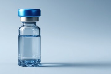 Obraz premium Medical vial with blue cap standing upright