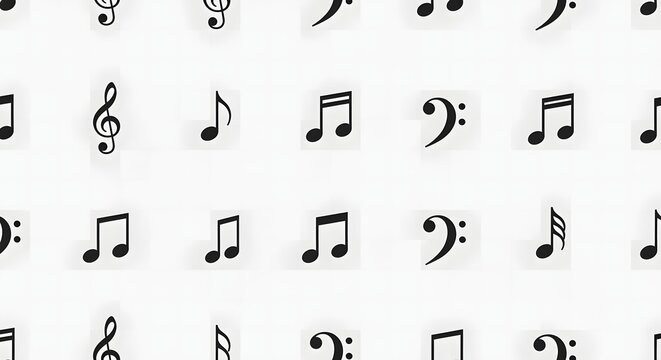 music note icon pattern background, minimal vector style