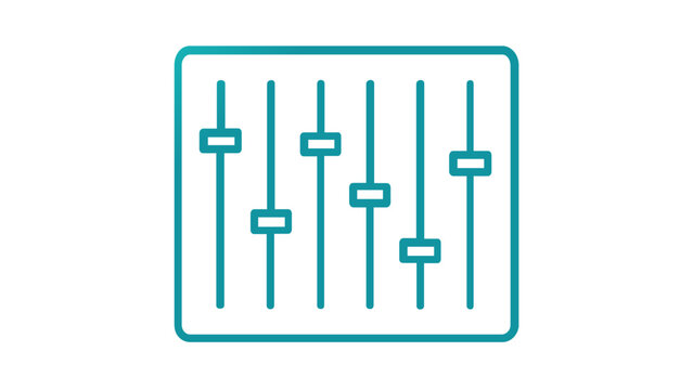 Minimalist Audio Mixer Equalizer Vector Icon Illustration with Vertical Sliders for Sound Tuning, Music Production, Studio Recording, and Volume Control Settings, Scalable Flat Design Graphic.