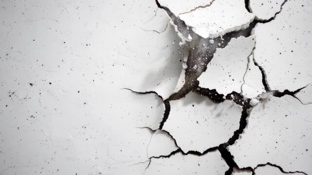 Texture of Concrete Fracture: An abstract close-up shot of a concrete surface dramatically marked by a deep fissure, highlighting the raw textures and structural fragility. 