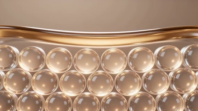 3D Macro Animation of Skin Cell Structure with an Oil Drop Penetrating the Surface, Concept of Skin Care Absorption, Anti-Aging Serum, and Moisturizing Cosmetic Treatment