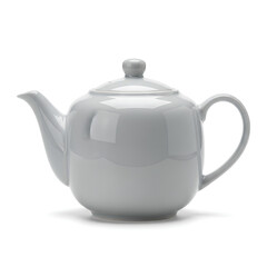Fototapeta premium Elegant white ceramic teapot with lid and handle for brewing tea.