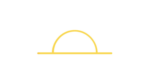 Minimalist sunset vector icon featuring a gradient sun over a flat horizon line. AI-generated flat line illustration of a sunrise or dusk for weather, nature, and travel graphic designs.