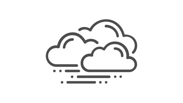 Cloudy Weather and Wind Line Icon Illustration, Minimalist Vector Design Featuring Clouds with Fog or Breeze, Scalable Flat Graphic for Meteorology, Nature, and Climate Forecast Projects.