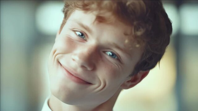 A joyful male with noticeable freckles, posing for a portrait. He has short hair and is wearing casual clothing in an indoor environment.