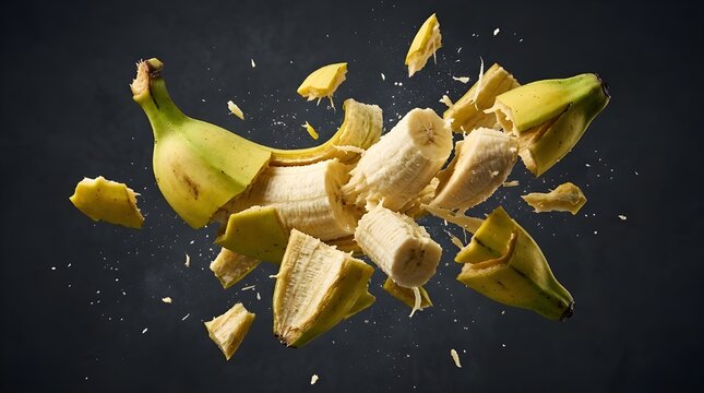 Saba Banana Explosion Reveals Thick Angular Skin and Firm Starchy Core in Hyper Detailed Motion
