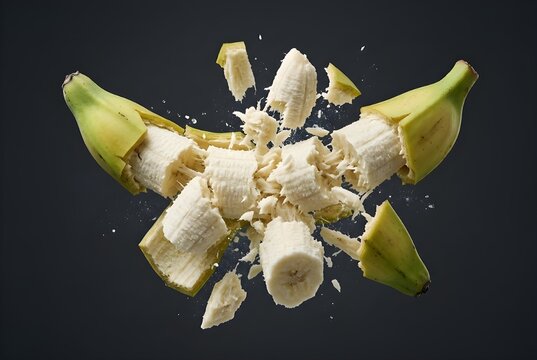 Cardaba Banana Explosion Reveals Robust Cooking Form in Dense Starchy Ivory Fragments with Detail