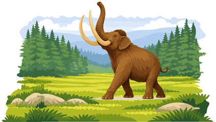 A towering woolly mammoth strides across the tundra © PixilRay