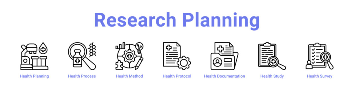 Research Planning web icons in banners and collections