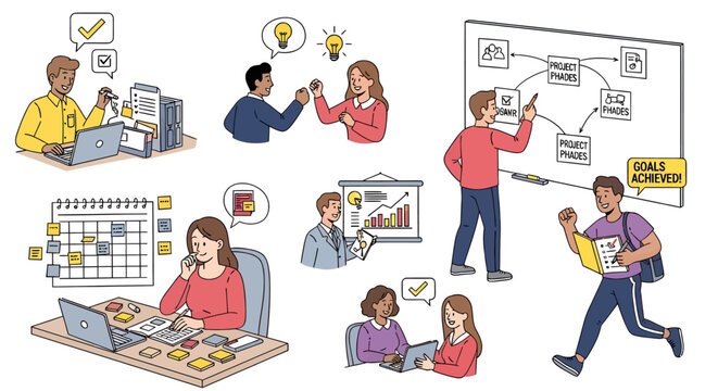 Productivity lifestyle people organizing daily tasks workflow