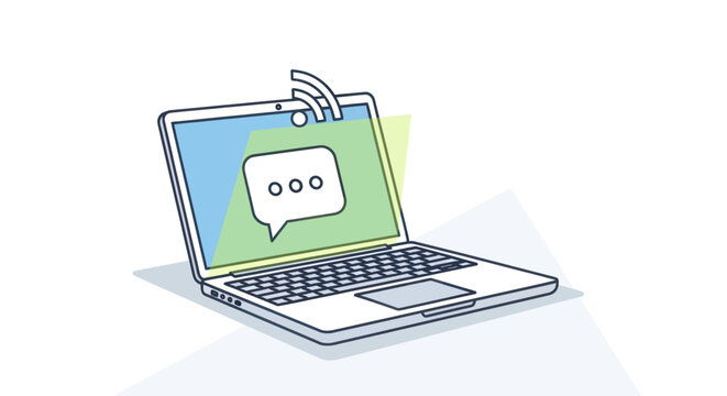 Laptop with chat box on screen.