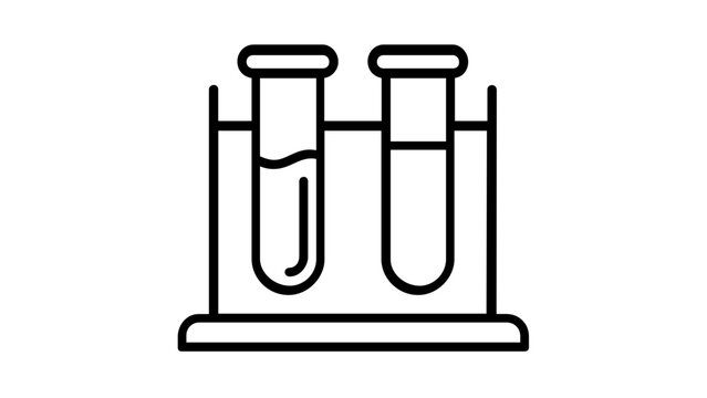 Science Laboratory Test Tubes in Rack Vector Icon Illustration - Minimalist Line Art Design for Chemistry, Education, and Research Projects - Scalable Flat Graphic for School and Biotech