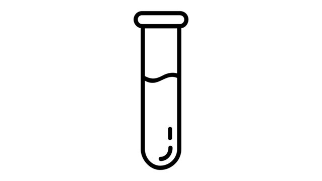 Minimalist Test Tube Vector Icon Illustration for Science and Education. Sleek Black Line Art of Laboratory Glassware with Liquid, Ideal for Chemistry, Biology, Research, and Medical Projects.