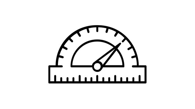Protractor Vector Icon Illustration for Education and Geometry, Minimalist Line Art Measuring Tool for Mathematics, Engineering, and School Supplies, Scalable Flat Design Graphic Element.
