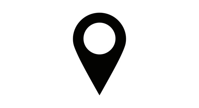 A simple black map pin icon.