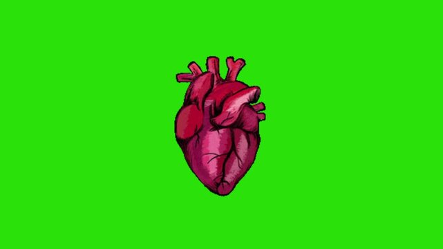 red heart on green background