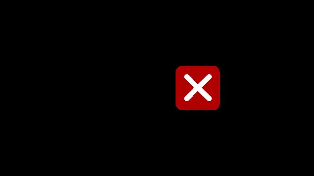 Yes no animation icon. Animation check. Check mark symbols. Tick sign in green color and Cross sign in red color. Yes and No symbols choice. 4K video on alpha channel transparent background.