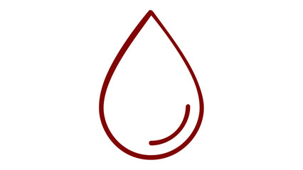 Fototapeta premium Minimalist dark red blood drop vector icon illustration for medical healthcare, blood donation, and laboratory testing. Scalable flat line art graphic for hospital and clinic design projects.