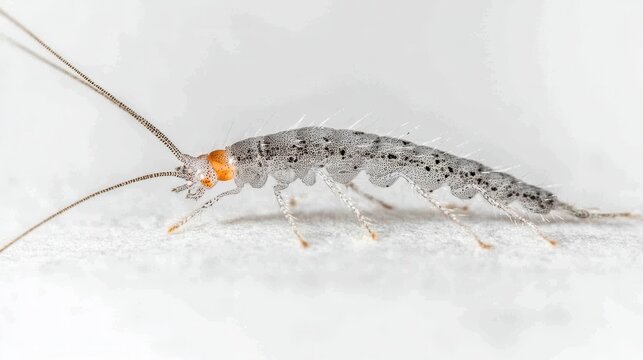 Extreme Macro Shot of a Silverfish Insect