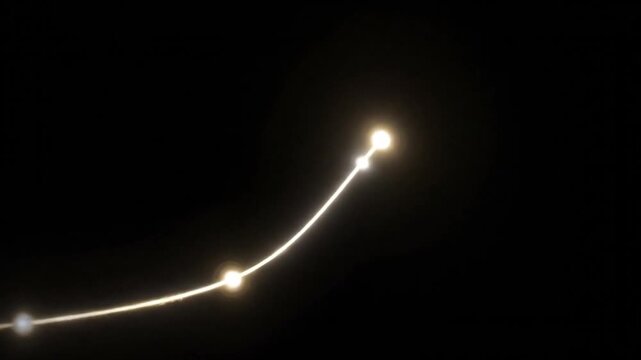 Dynamic light trajectory with radiant markers against a deep black void