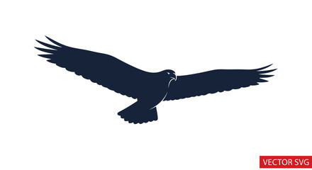 Fototapeta premium Dark Silhouette of a Majestic Eagle in Flight, Isolated on White Background