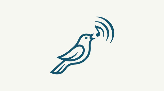 Minimalist Bird Singing Music Note Icon