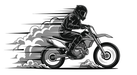 Motocross rider racing at high speed with dust clouds. © Kill