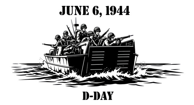 D-Day June 6, 1944: World War II Soldiers in Landing Craft