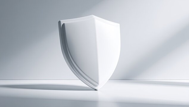 Minimalist White Shield Symbolizing Security and Protection.