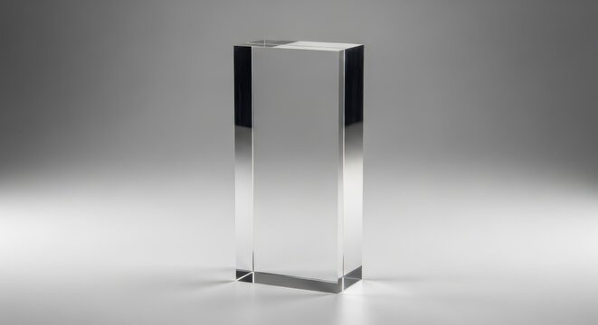 Lucent Rectangular Prism Clear Acrylic Award Geometric Form Contemporary Design Precision Craftsmanship Solid Block Transparent Material Artful Display Piece Table Decoration Artistic