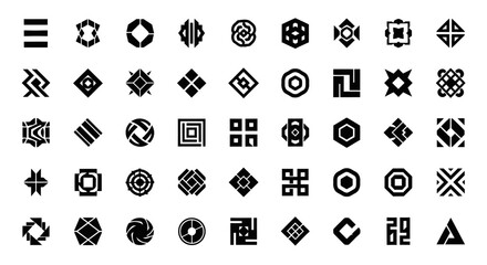 Fototapeta premium Black geometric shapes and symbols.