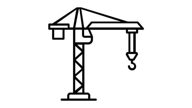 Tower Crane Vector Icon Illustration for Construction Site Projects, Industrial Building Equipment, Minimalist Flat Line Art Design, Scalable AI-Generated Graphic for Architecture and Engineering.