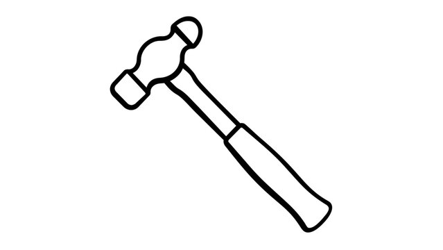 Minimalist ball-peen hammer vector icon illustration, professional construction tool for metalworking, DIY, and repair projects, scalable AI-generated line art isolated on white background.