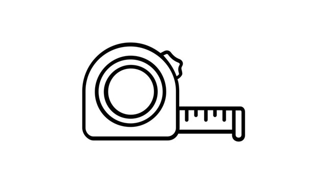 Tape Measure Line Icon Vector Illustration, Minimalist Flat Design of a Measuring Tape Tool for Construction, Carpentry, and DIY Projects, Scalable AI-Generated Graphic for Web and Print.