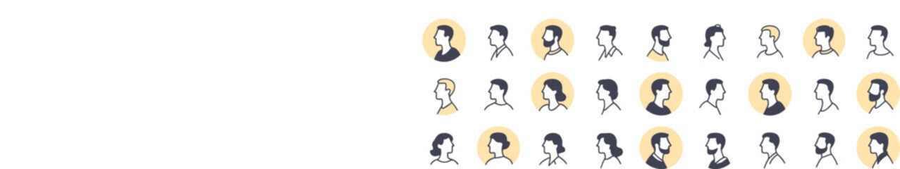 Diverse Collection Of Stylized Profile Portrait Icons © Priyom