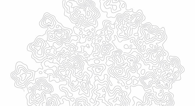 Abstract topographic map pattern with gray contour lines on white background