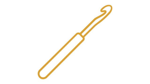 Minimalist Gold Crochet Hook Vector Icon Illustration for Crafting, Knitting, and DIY Projects. Scalable Flat Design Graphic for Hobbyists, Handmade Art, and Creative Needlework Enthusiasts.