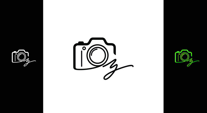 Minimalist Camera Logo with Signature - Photography Business Icon