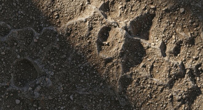 Ground Texture Animal Footprints in Muddy Earth Footprints on Dried Soil Wildlife Trail Dry Land Surface Arid Environment Outdoors Footmarks Animal Tracks Pattern Terrain Marking