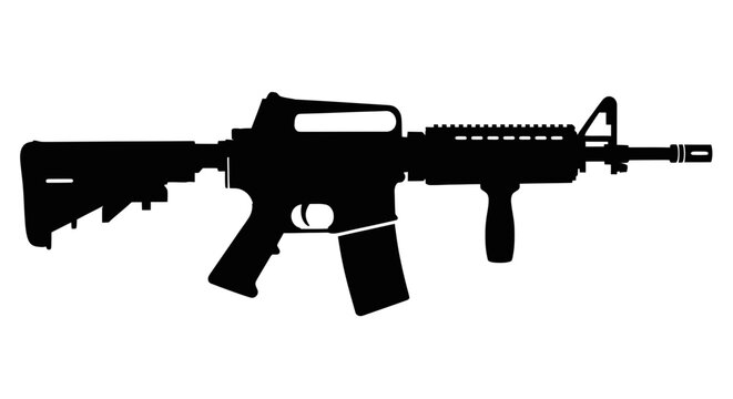 Black Silhouette of a Modern Assault Rifle