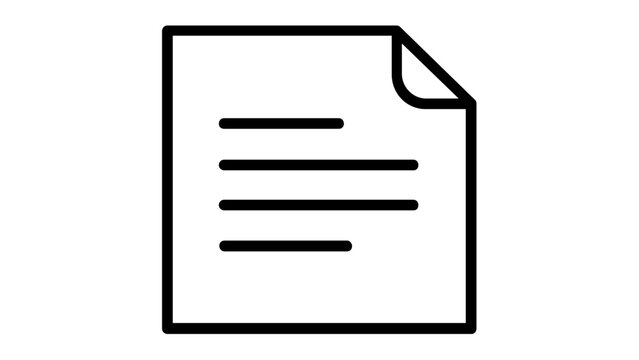 Minimalist document line icon vector illustration. Scalable flat design of a paper sheet with text lines and folded corner, ideal for office workspace, business, and digital interface UI.