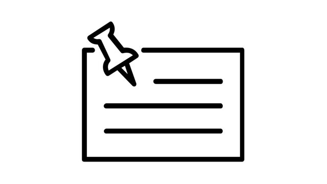 Minimalist Pinned Note Vector Icon Illustration, Featuring a Paper Memo with a Pushpin Thumbtack, Scalable AI-Generated Line Art Graphic for Office Workspace, Reminders, and Business Tasks.