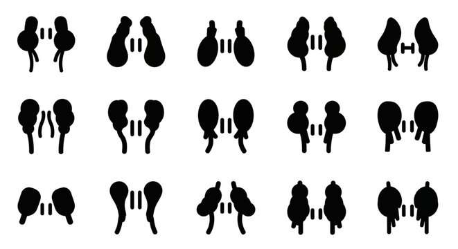 Black silhouette icon set, 25 boxing glove pairs, vector graphics, sports equipment, fitness symbols